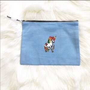 Brand New Sky Blue Canvas Rainbow Unicorn 🦄 Travel / Makeup Bag